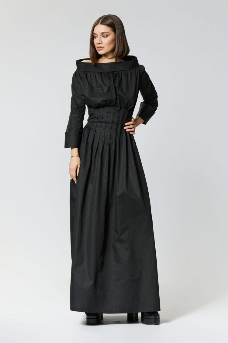 SEYA | Organic Cotton Long Dress in Black