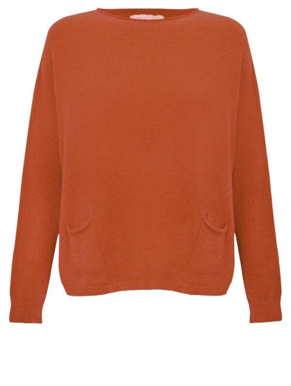 Jodie-Front-Pocket-Supersoft-Knit-Jumper-Burnt-Orange