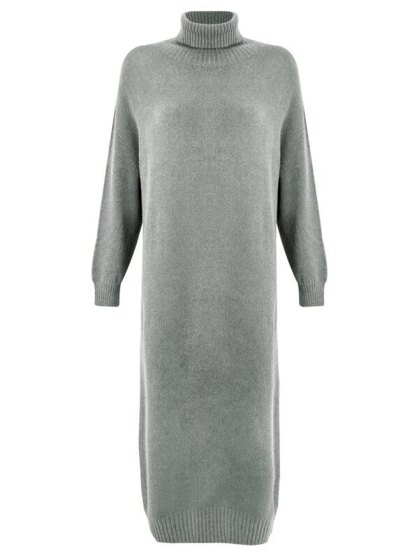 Paige E Grey Marl Polo Neck Dress (Grey Marl)