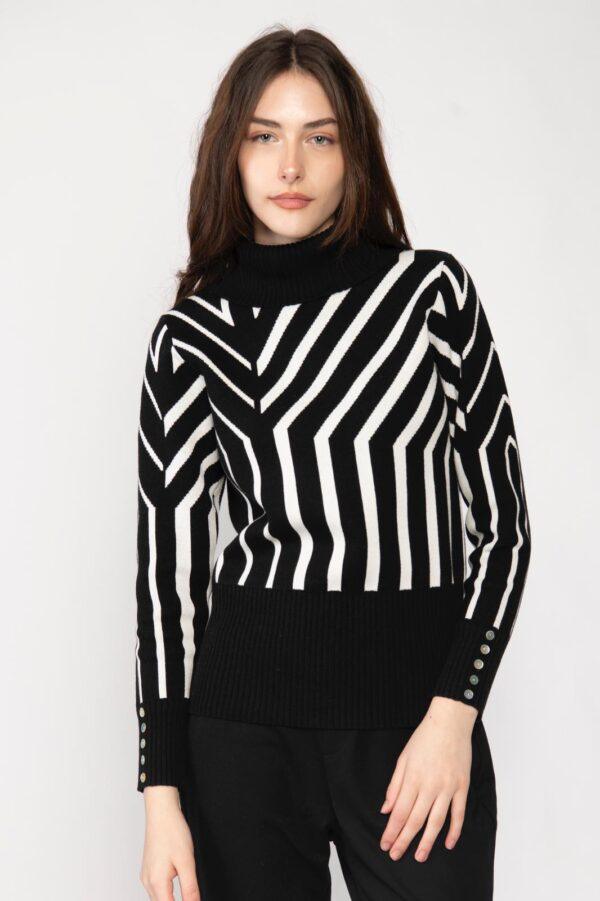 Jessica Graaf - Turtle neck black and white sweater