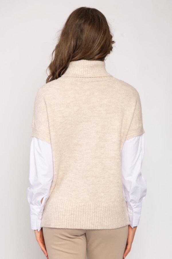 Jessica Graaf - Turtle neck ribbed cable sweater with shirt sleeve - Image 3
