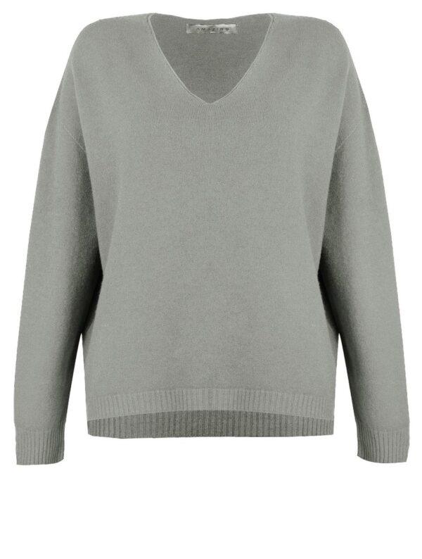 Zilpah Grey Marl V Neck Boxy Supersoft Knit (Grey Marl)
