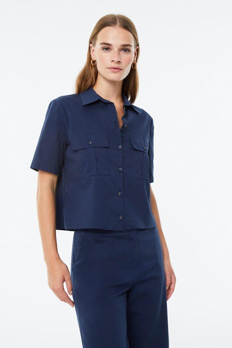 paz torras - Poplin shirt with pockets and short sleeves