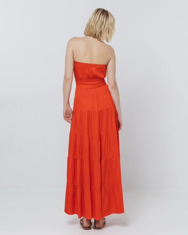 Access - Red strapless dress with ruffles and gatherings - Image 4