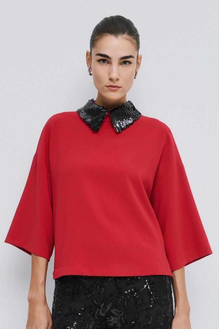 Access - Blouse with detachable sequin collar