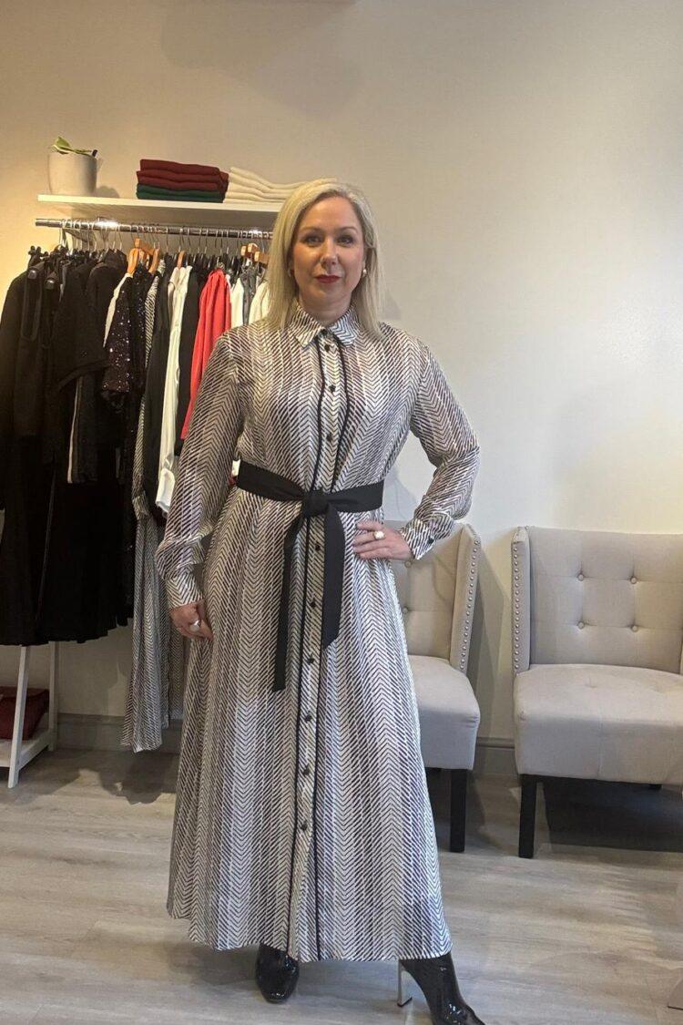 Access - Long printed dress with a collar