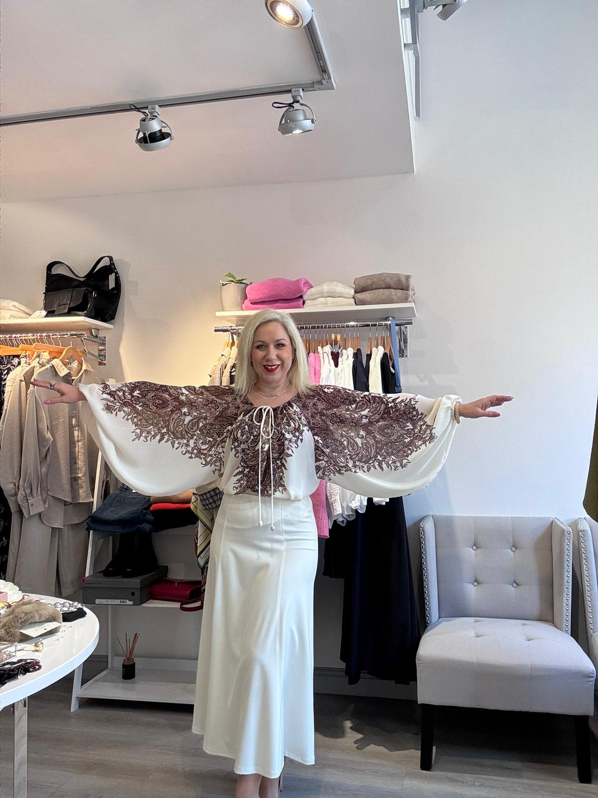 Access - Cream and chocolate paisley blouse - Image 2