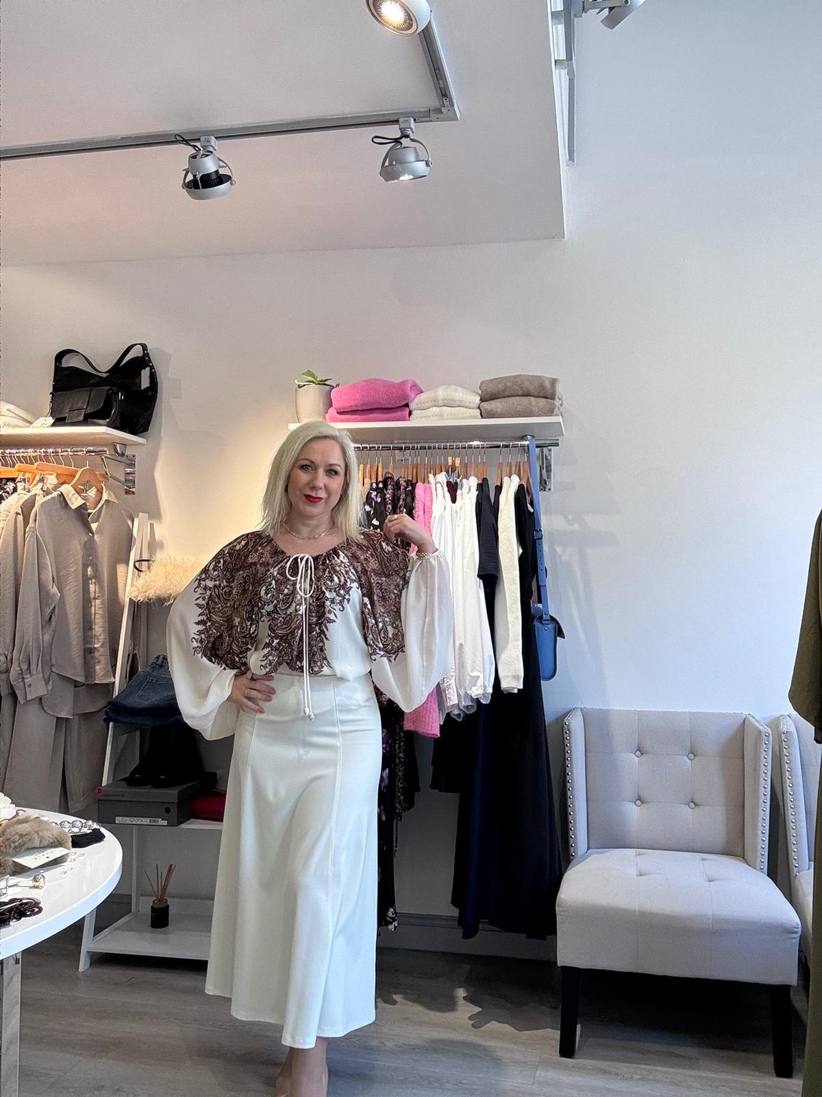 Access - Cream and chocolate paisley blouse