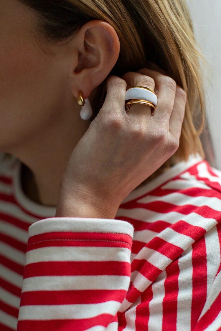 Chalk - Adjustable enamel ring white