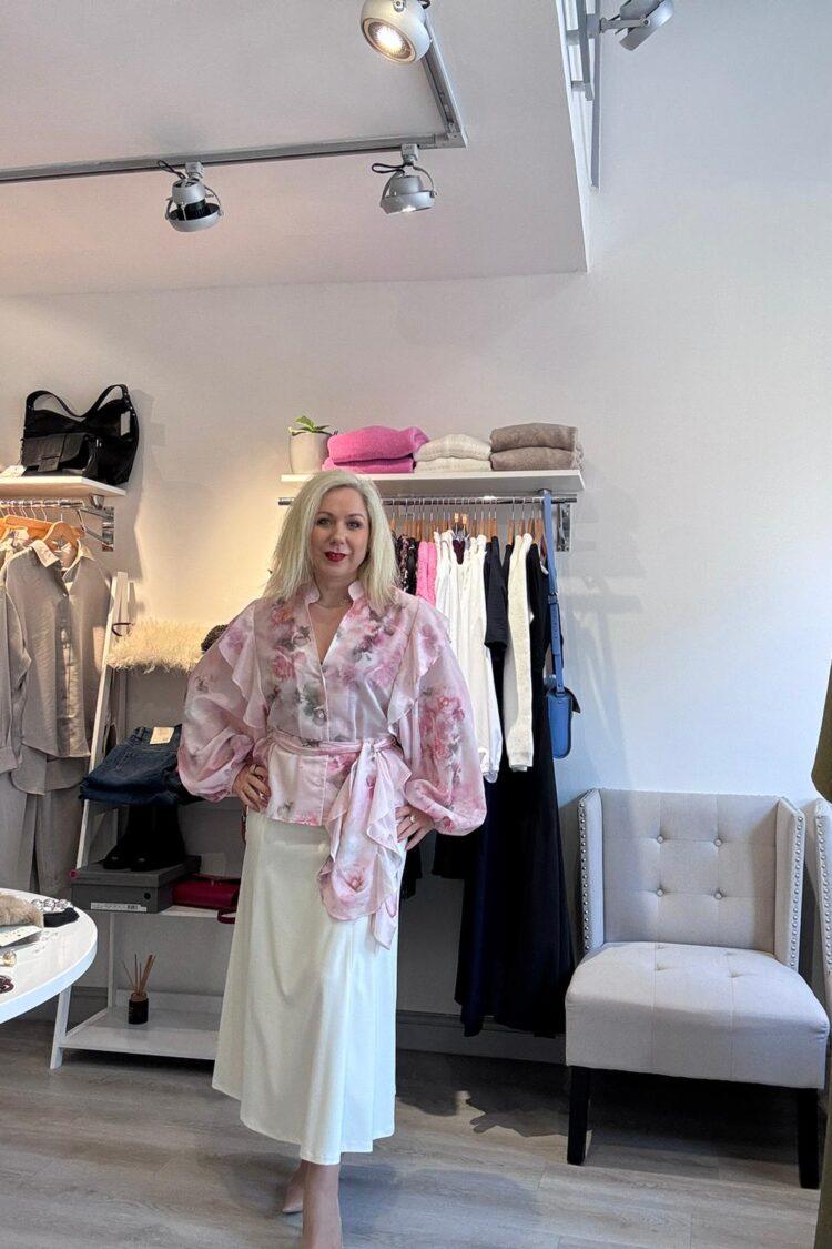 Access - Pink floral belted blouse