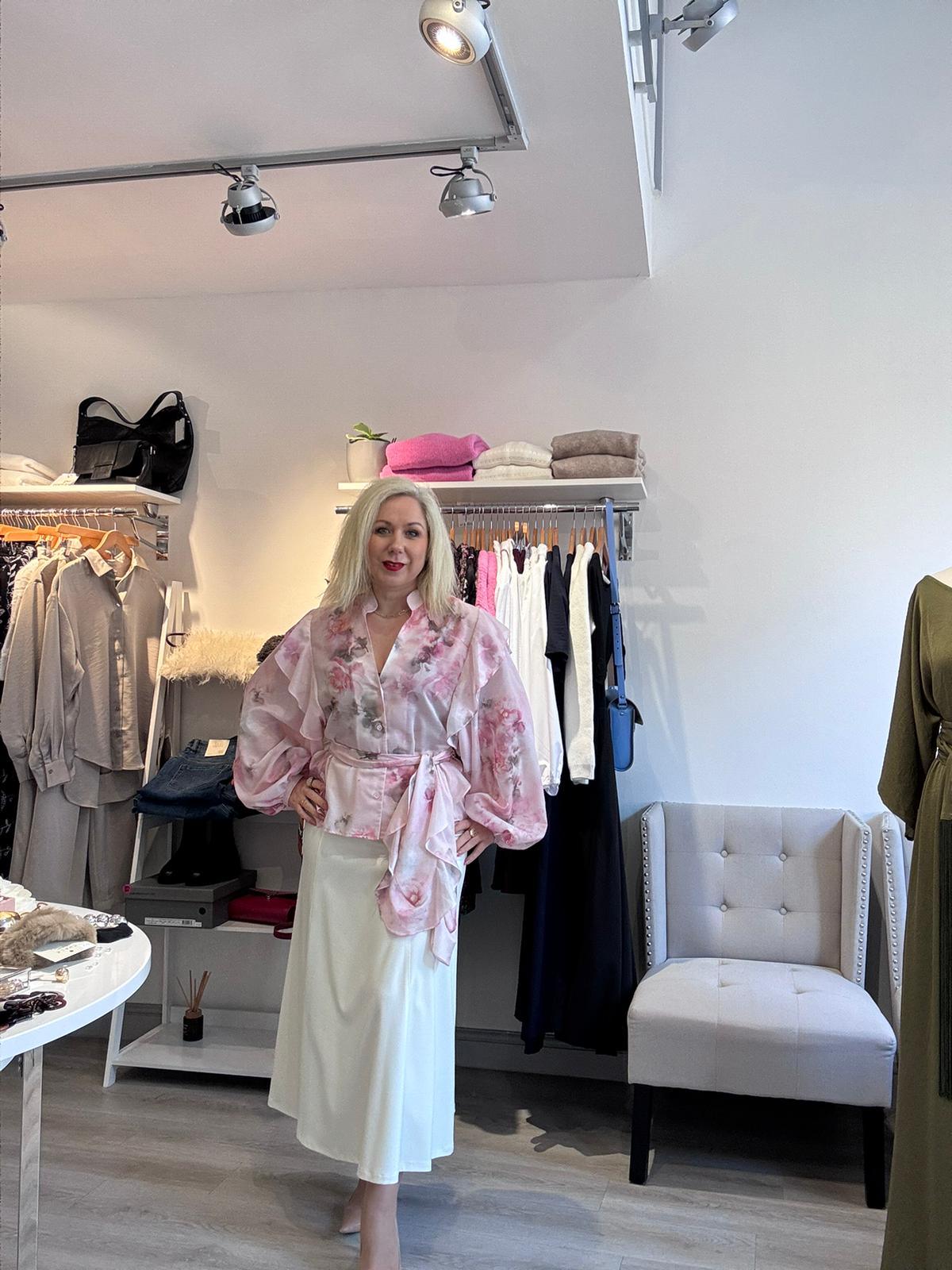 Access - Pink floral belted blouse