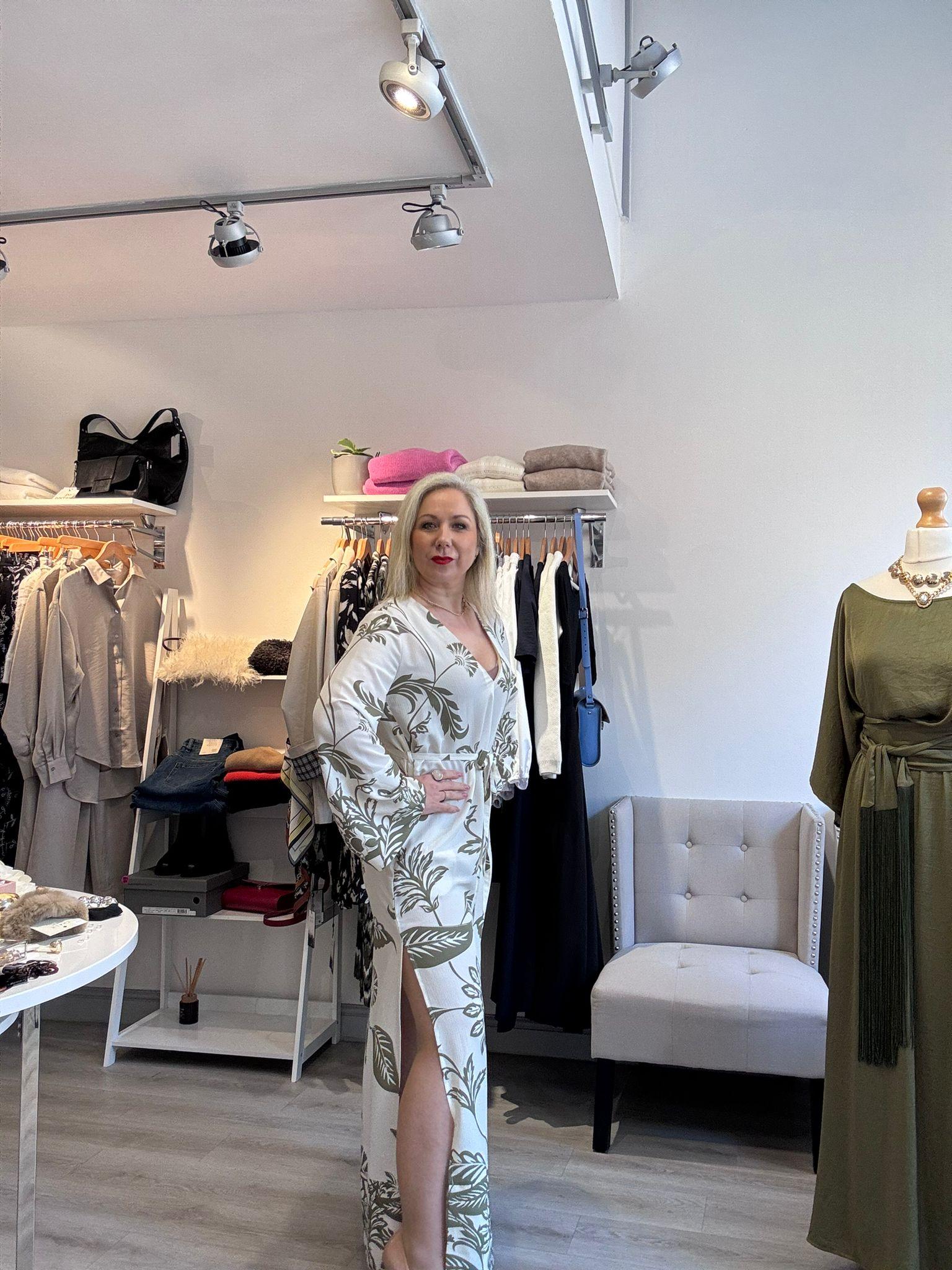 Access - Cream and olive botanical print maxi dress - Image 2