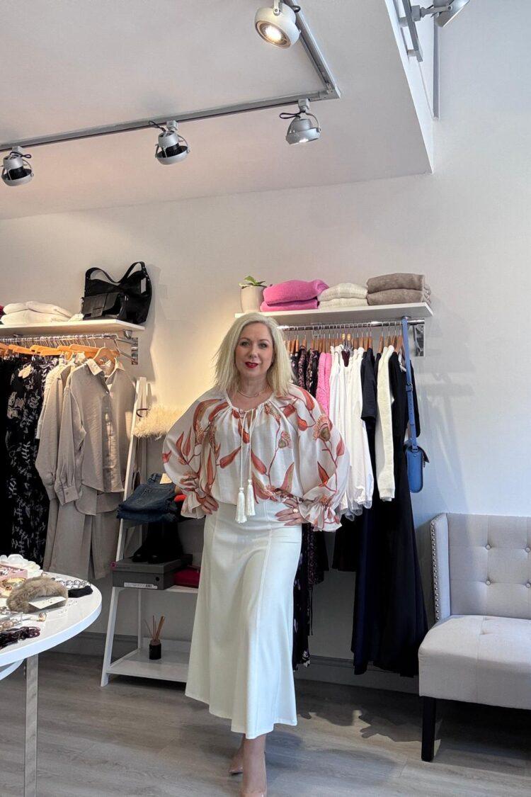 Access - Cream and rust floral print blouse