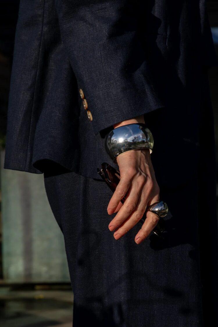 Chalk - Large cuff bangle silver