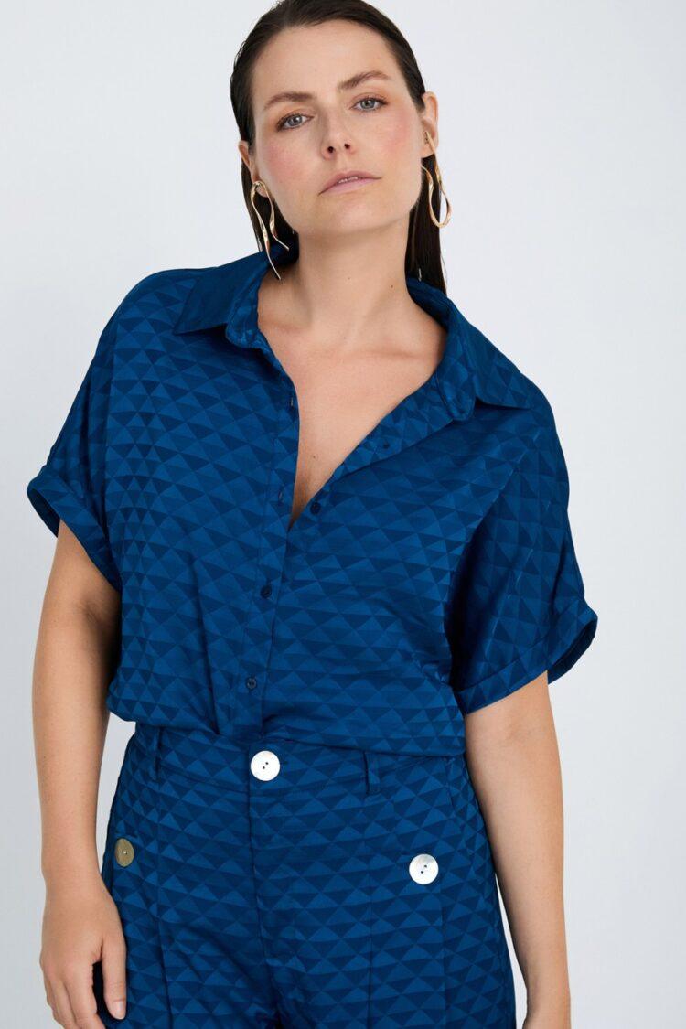 Skatie Brand - Geometric Jacquard Shirt | Navy