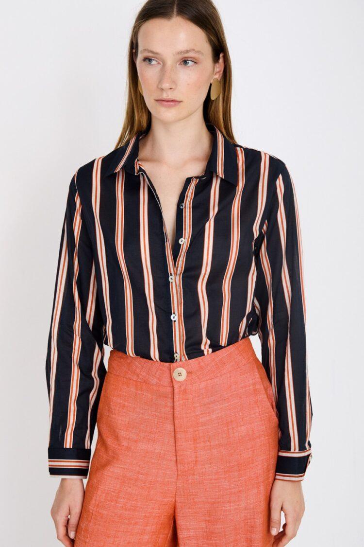 Skatie Brand - Striped cotton shirt | Navy