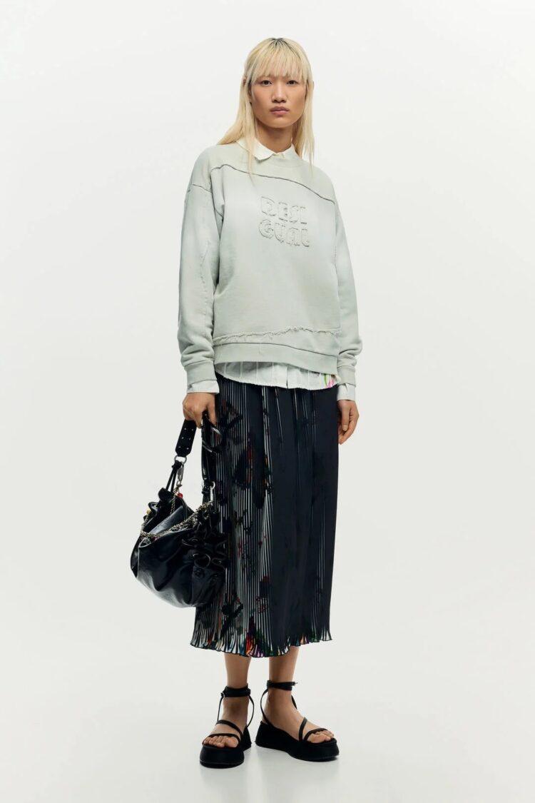 Desigual - Midi arty texture skirt | black