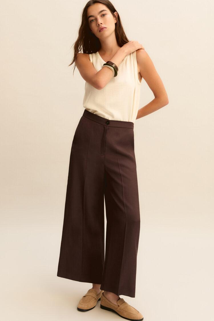 EMME - Alcuno straight-fit linen blend twill trousers | dark brown
