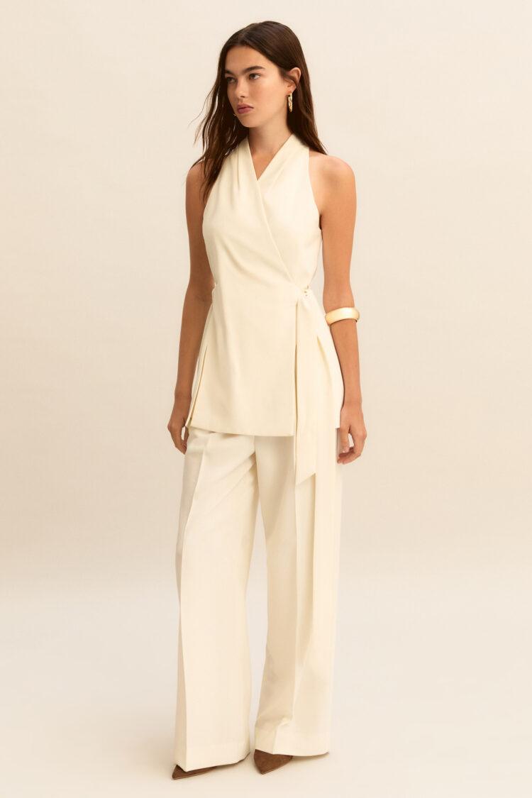 EMME - Baldo sleeveless criss-cross top | wool white