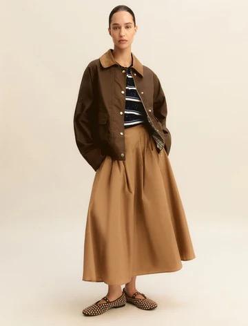 EMME - Diva long taffeta skirt | camel