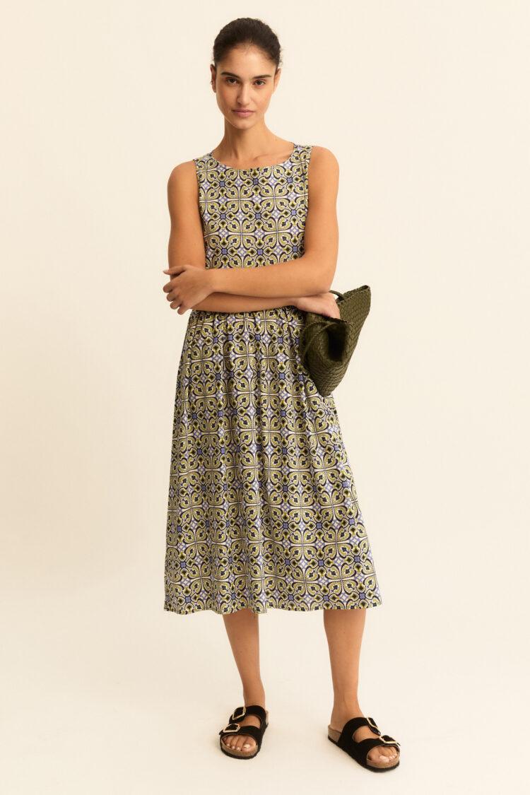 EMME - Gestro printed poplin dress | periwinkle blue