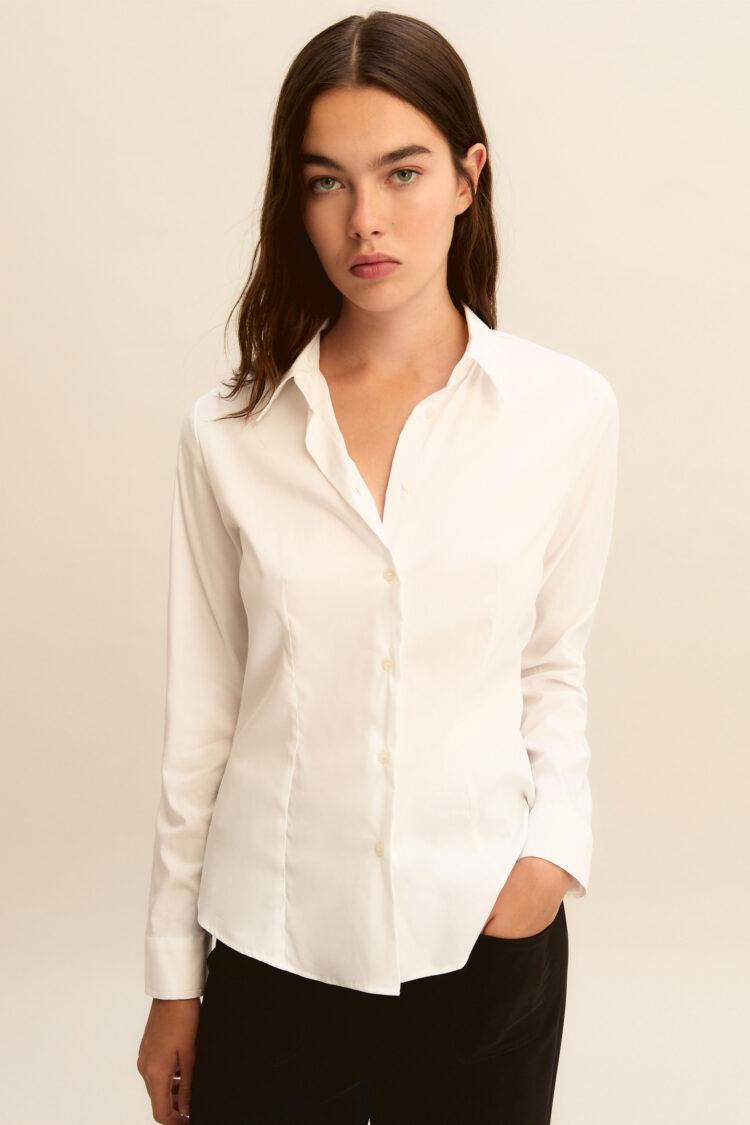 EMME - Tempo stretch poplin shirt | white