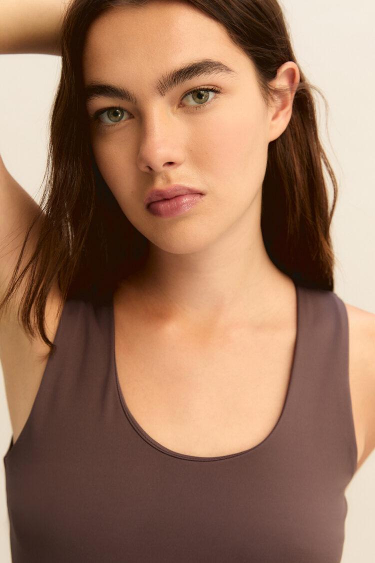 EMME - Tiglio stretch interlock jersey vest top | dark brown