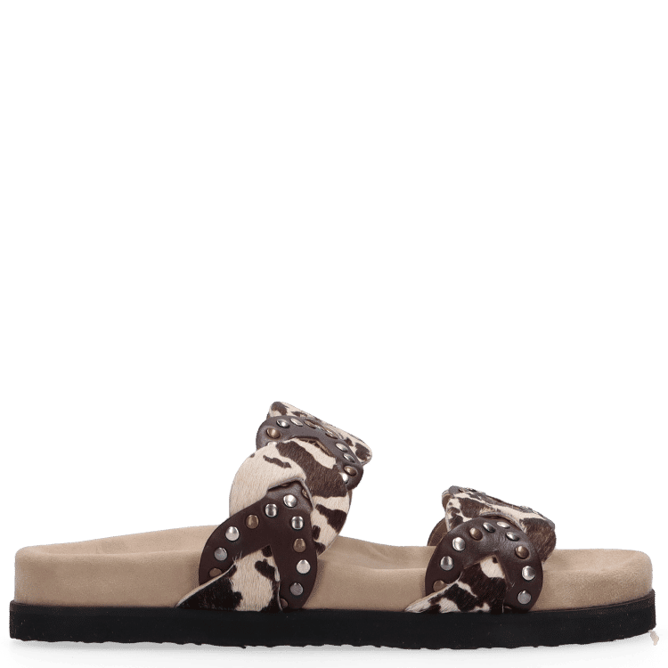 Maruti - Evie Sandals Cow Print | Dark Brown