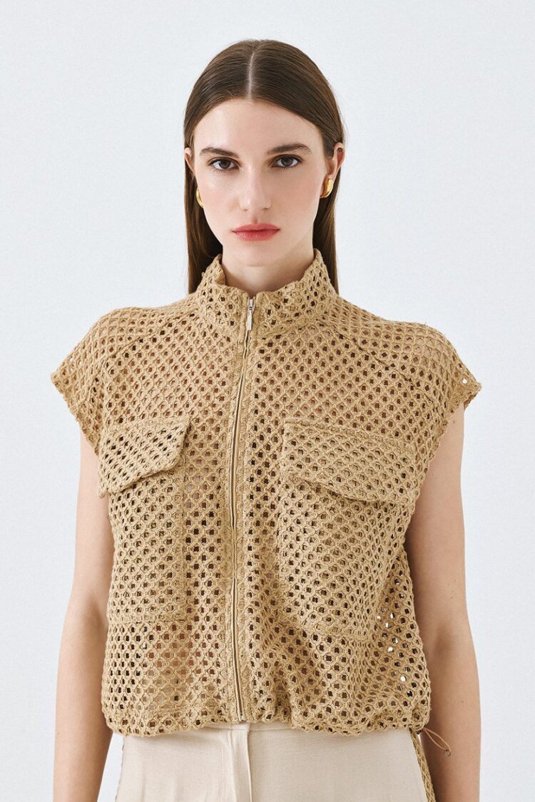 Access - Crochet vest with pockets | Beige