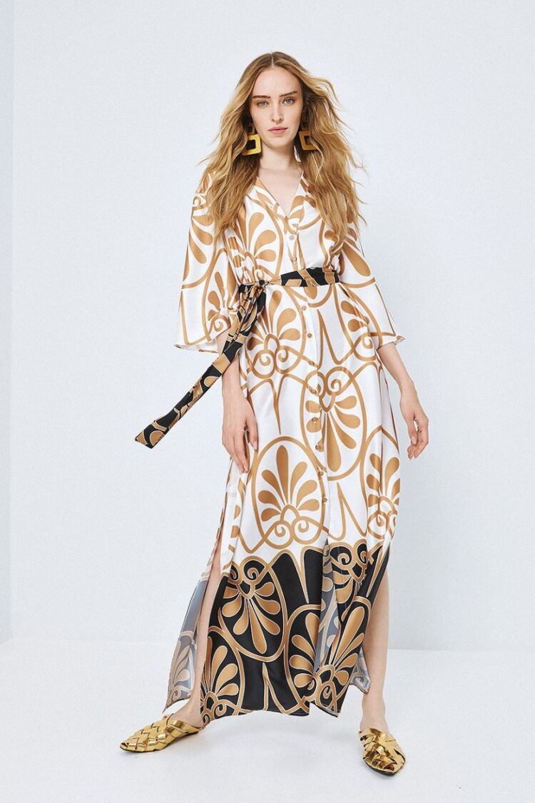 Access - Printed maxi dress with belt