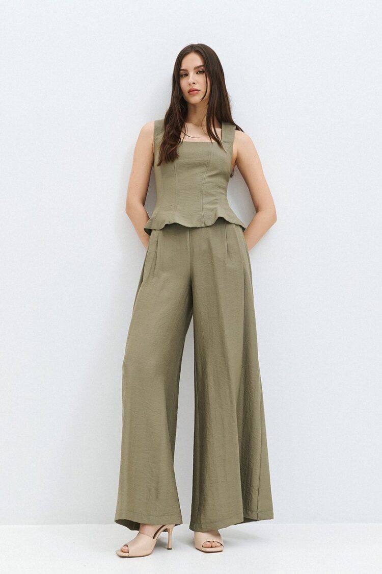 Access - Wide-leg pants with pleats | Olive