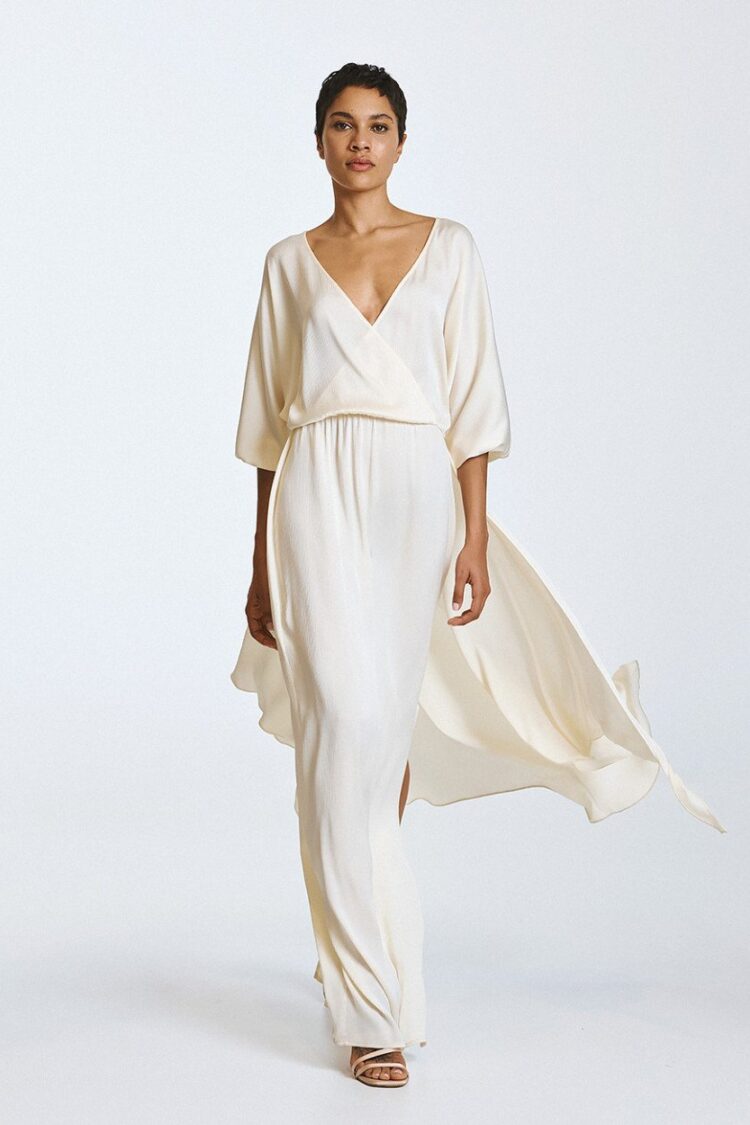 Access - Long wrap tie dress | Vanilla