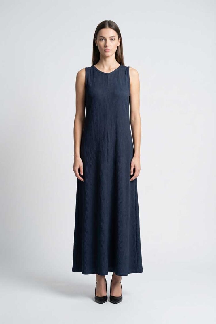 EMME - Uguale Sleeveless fluid fabric dress | Navy