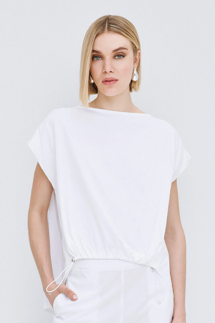 Access - Asymmetric blouse with adjustable drawstring | White