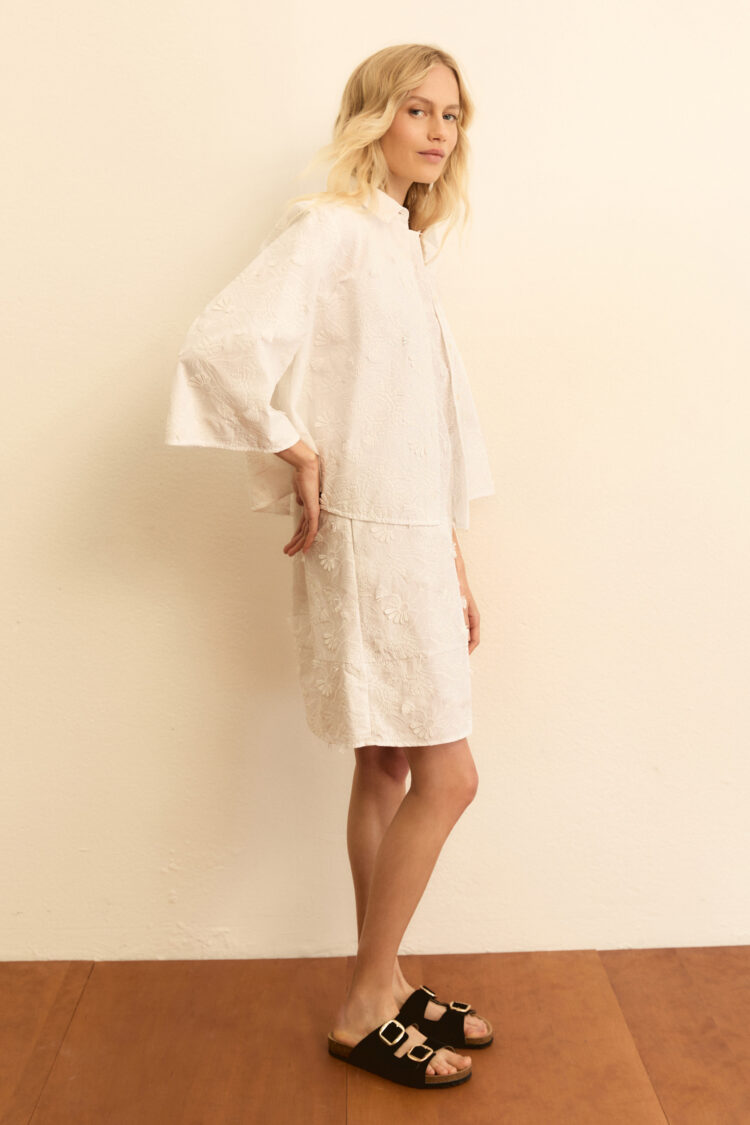 EMME - Amico embroidered poplin shirt | White