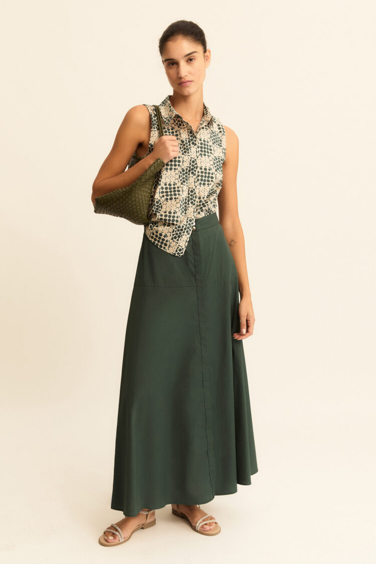 EMME - Nuvole flared poplin skirt | Dark Green