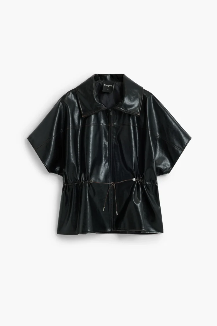 Desigual | Leather Effect Poncho | Black