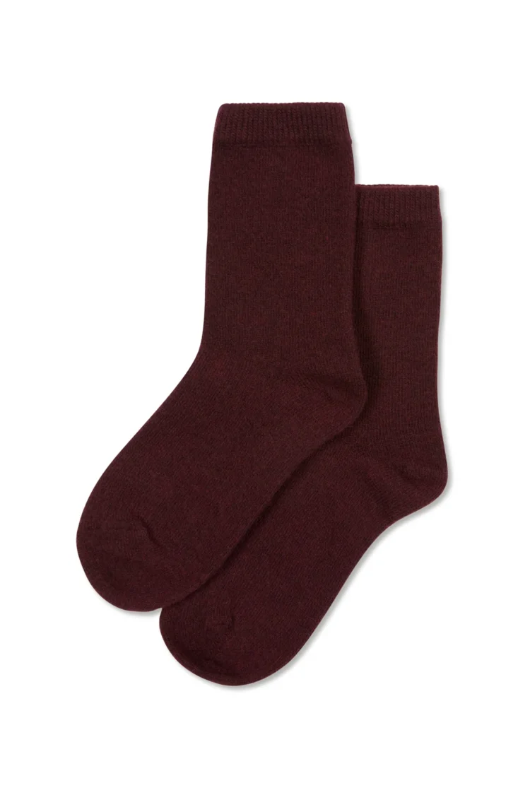 Chalk | Cosy Cashmere Short Sock | Merlot