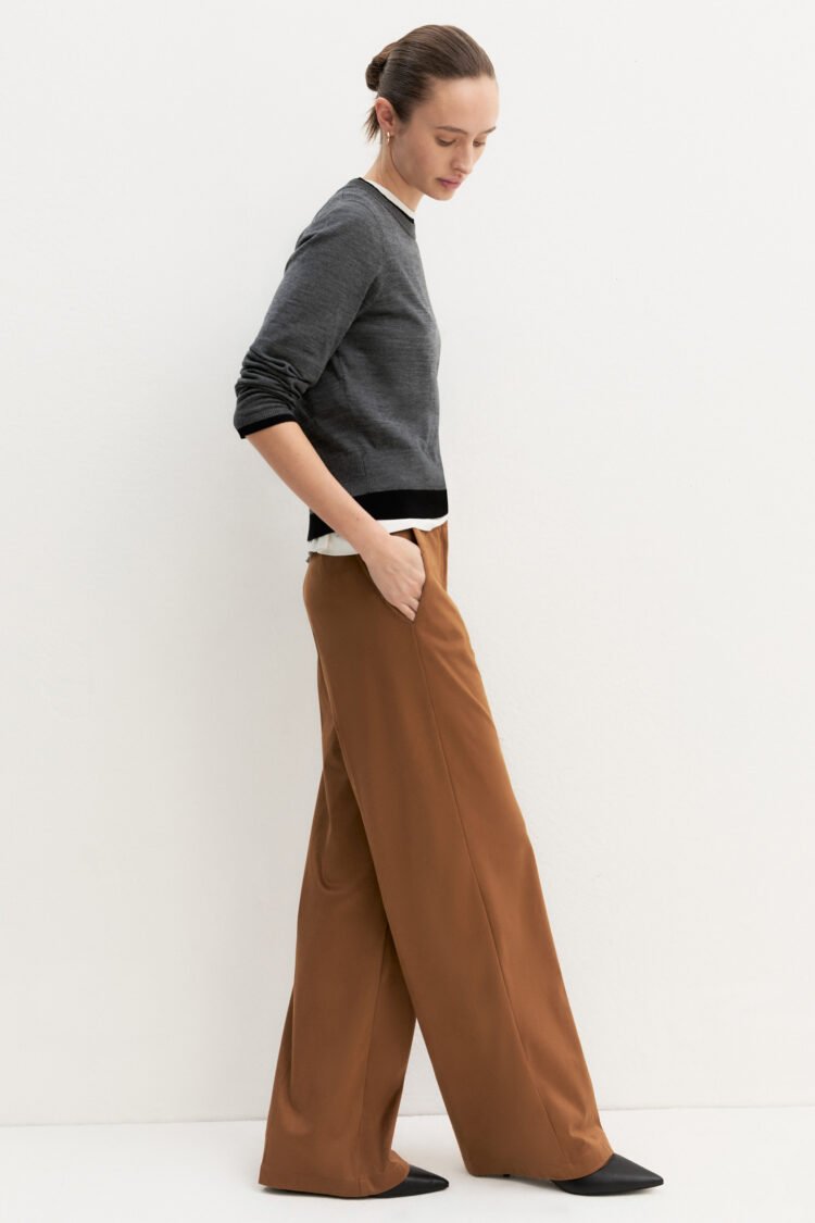 EMME | Straight-Fit Stretch Jersey Trousers | Cognac