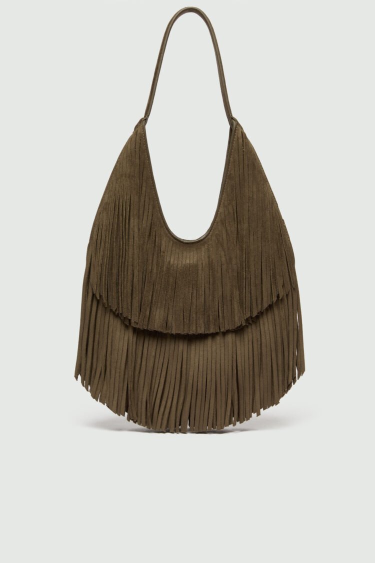 EMME | Geode Fringed Shoulder Bag | Khaki